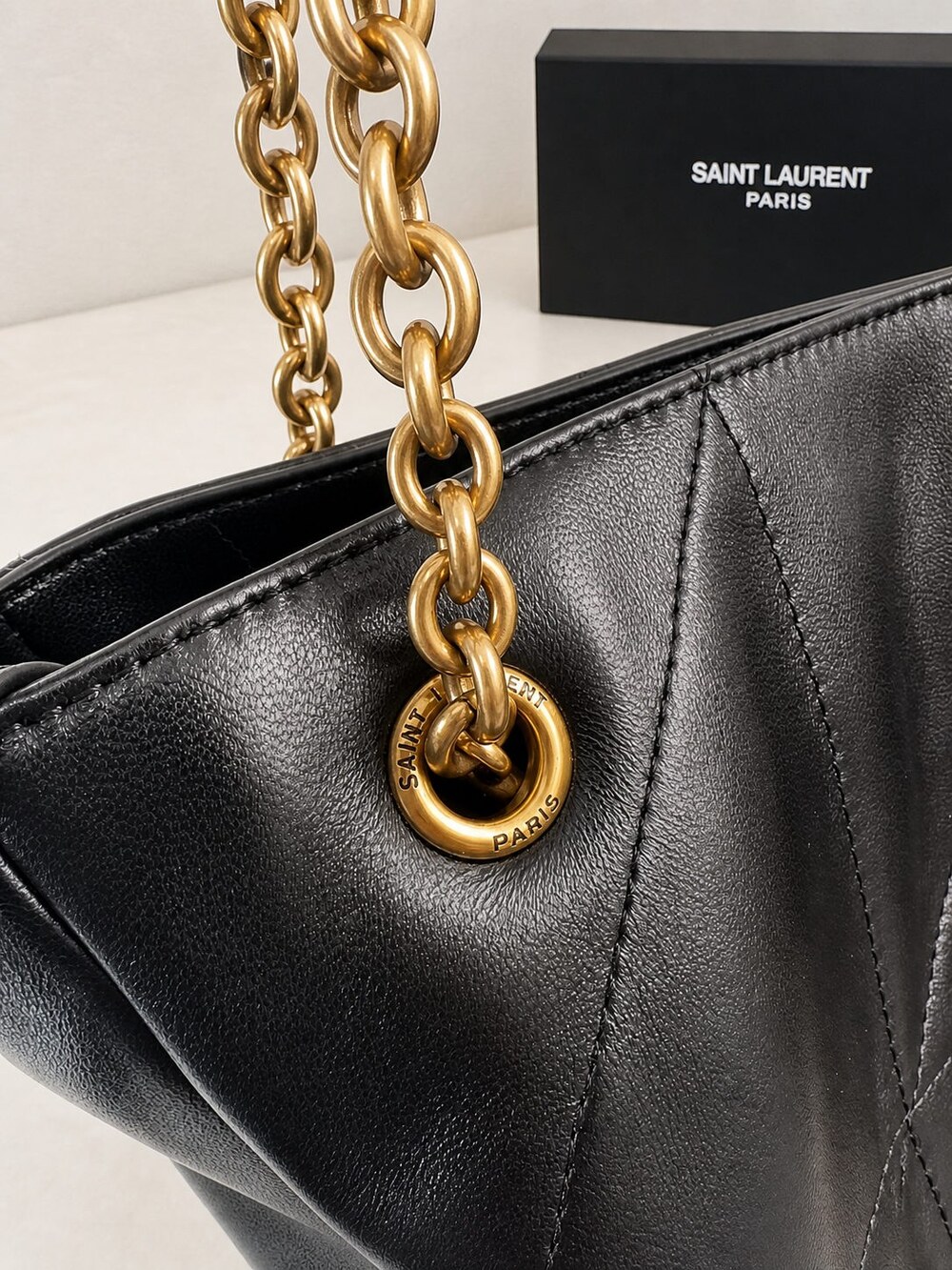 Yves Saint Laurent Jamie Medium Black Quilted Lambskin Tote Bag - Picture 6 of 9